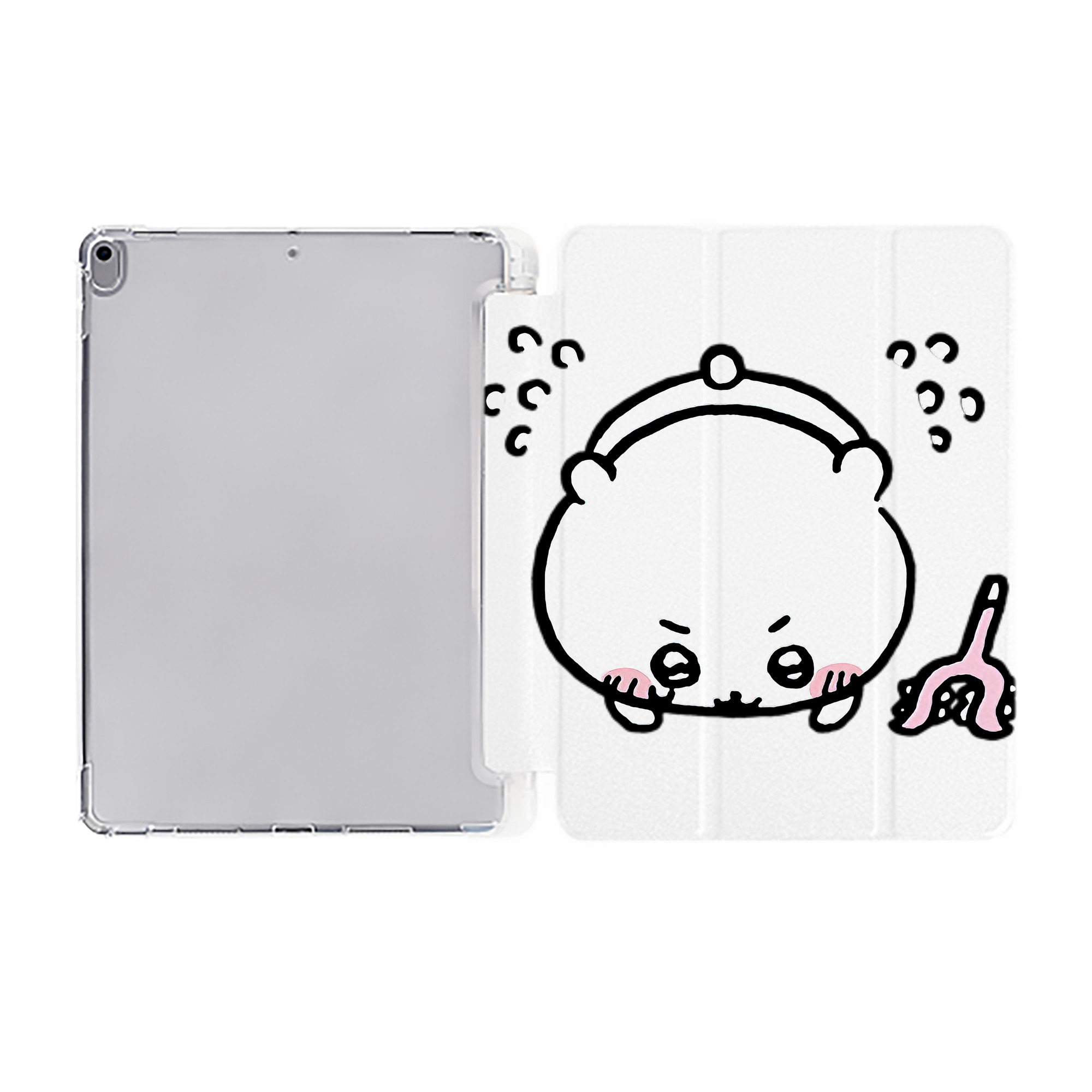 （画像用） ちいかわ ちいかわ Chii-kawa chiikawa IPad ケース ペン収納付き 三つ折りスタンド PUレザー×シリコン 対応機種9.5/10.5/10.9インチ